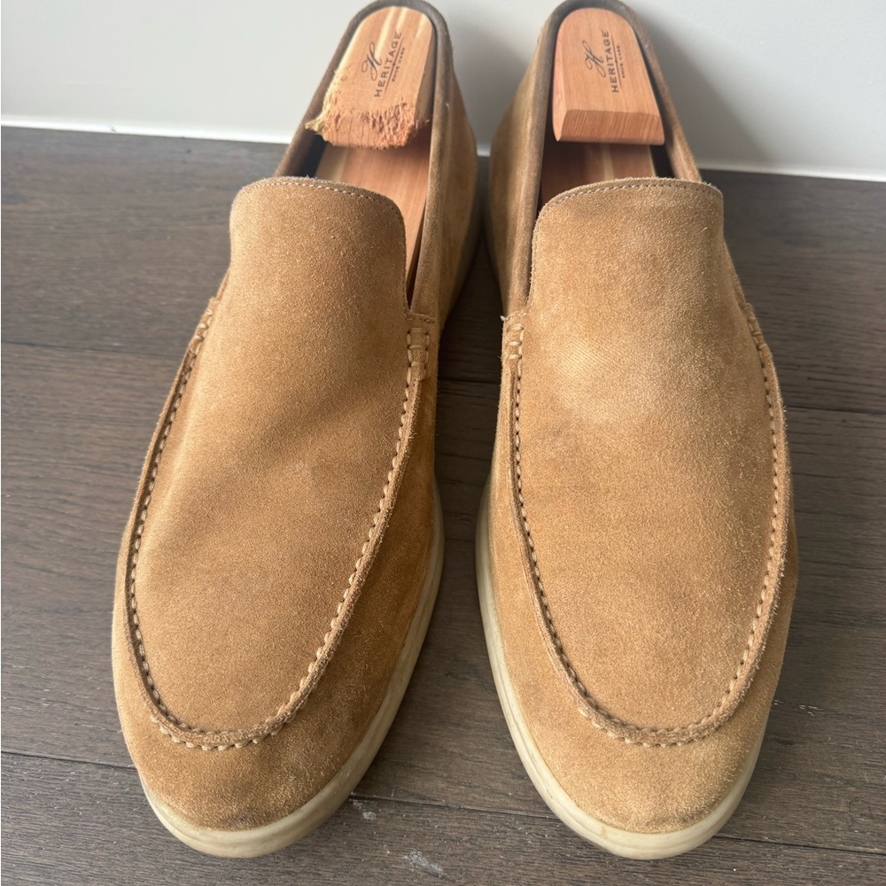Loro Piana Mens Summer Walk Suede Slip-On Loafers